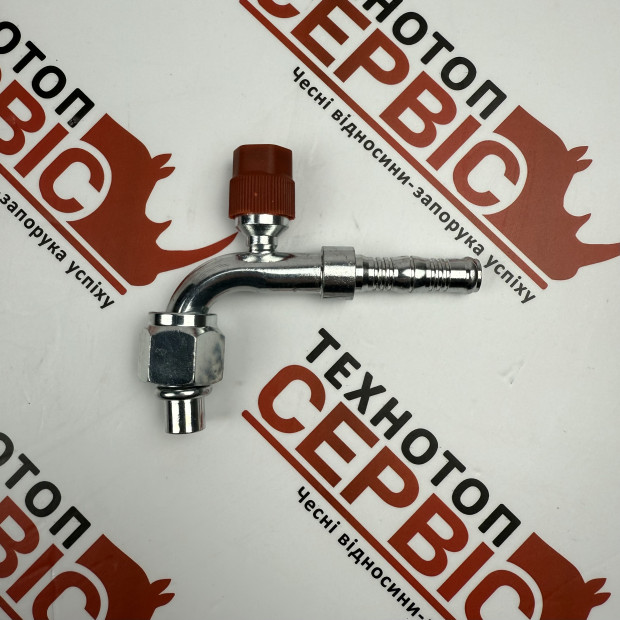 Фітинг 90 №8 діаметр 10мм з сервісним портом різьба 3/4-16 під кліпси (AiSten), 120202201AS